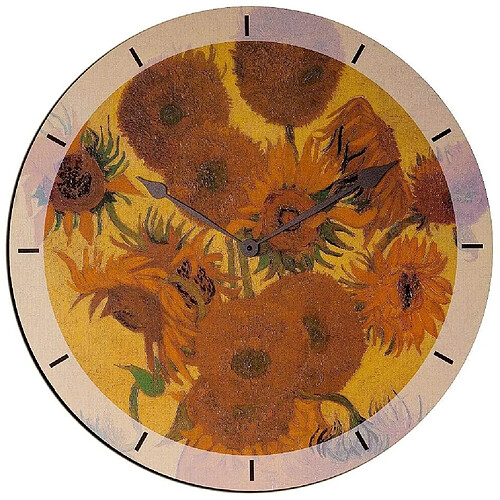 Artopweb TW35021 Van Gogh Sunflowers Horloge Murale, Bois, Multicolore, 60x0.5x60 cm