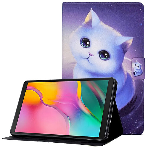 Etui en PU anti-chute avec support et porte-carte pour votre Samsung Galaxy Tab A 10.1 (2019) T510/T515 - chat