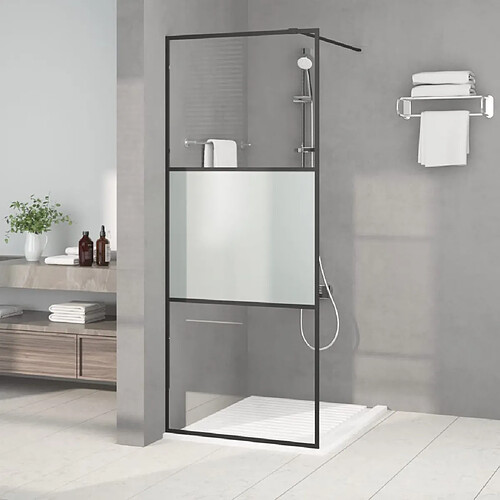 vidaXL Paroi de douche Noir 80x195 cm Verre ESG demi-dépoli