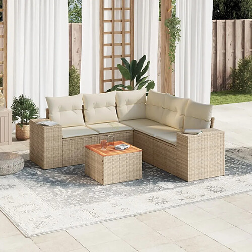 vidaXL Salon de jardin avec coussins 6 pcs beige résine tressée