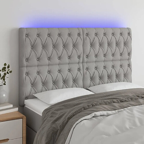 vidaXL Tête de lit à LED Gris clair 144x7x118/128 cm Tissu