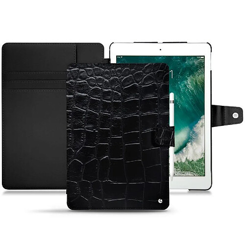 Housse cuir Apple iPad Pro 10,5' - Rabat portefeuille - Crocodile nero ( Noir / Black) - NOREVE