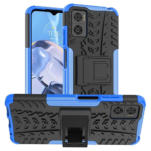 Htdmobiles Coque pour Motorola Moto E22 / E22i - housse etui rigide anti choc + verre trempe - BLEU