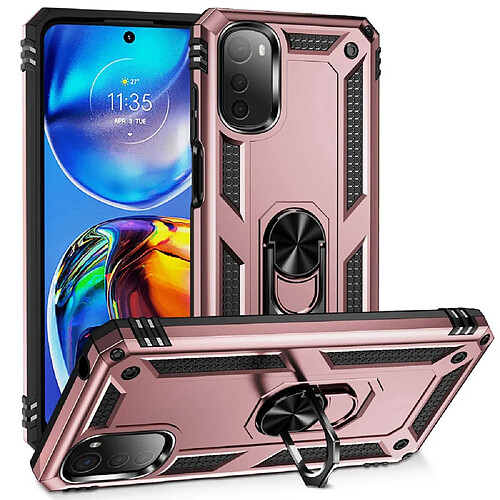 Coque en TPU anti-chute avec béquille pour votre Motorola Moto E32 4G - or rose