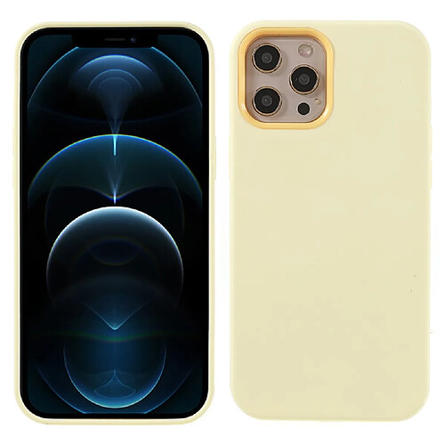 Coque en silicone solide jaune crème pour votre Apple iPhone 12 Pro Max 6.7 pouces