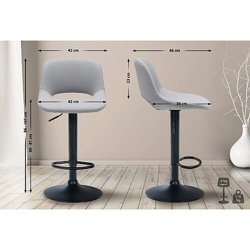 Non Lot de 2 tabourets de bar Camden simili cuir noir