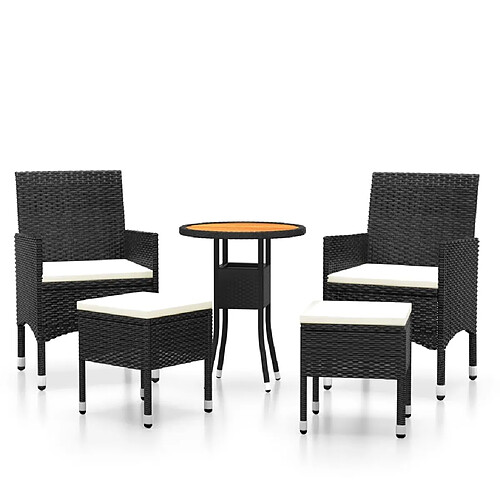 Maison Chic Salon de jardin 5 pcs | Ensemble de Table et chaises | Mobilier d'Extérieur Résine tressée Noir -GKD56329