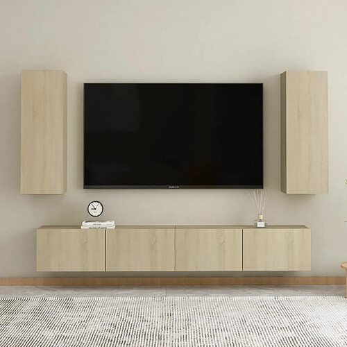 vidaXL Ensemble de meubles TV 4 pcs Chêne sonoma Bois d'ingénierie