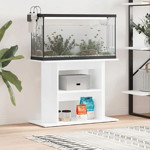 vidaXL Support d'aquarium blanc brillant 80x35x60 cm bois d'ingénierie