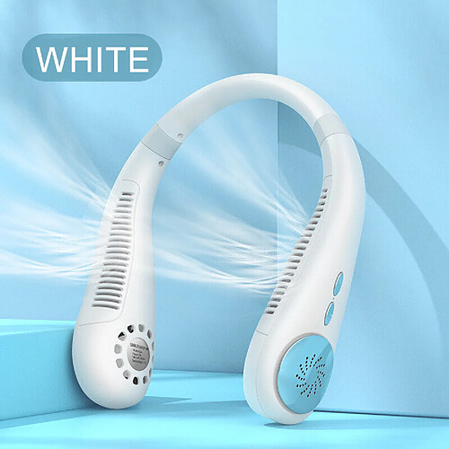 (White) Portable Leafless Hanging Lazy Neck Fan 360 Degree