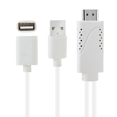 Wewoo Pour iPhone / Galaxy / blanc Huawei / Xiaomi / LG / / Google et autres smartphone USB Mâle + USB 2.0 Femelle à HDMI Téléphone au Câble Adaptateur HDTV,