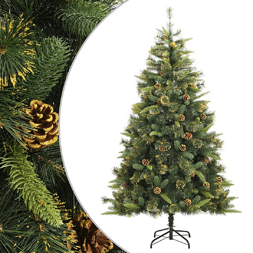 vidaXL Sapin de Noël artificiel articulé avec pommes de pin 210 cm