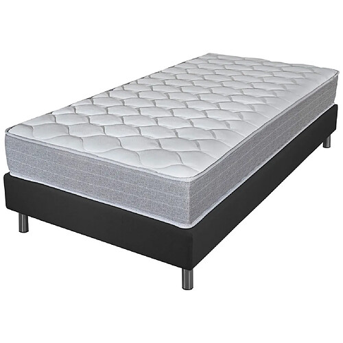 Ebac Matelas et sommier 90x190 Madere - Newkit - Soutien ferme - Sommier démonté - Gris