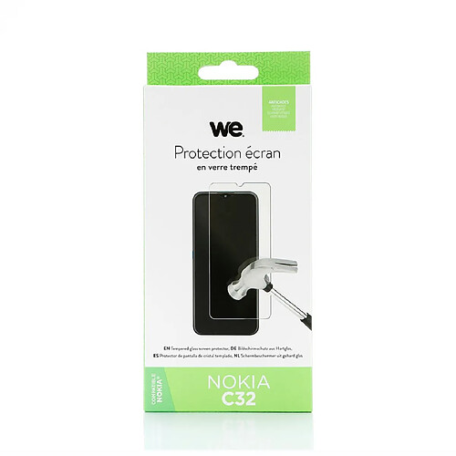 WE Verre trempé NOKIA C32: Protection écran - anti-rayures - anti-bulles d'air - ultra-résistant - dureté 9H Glass