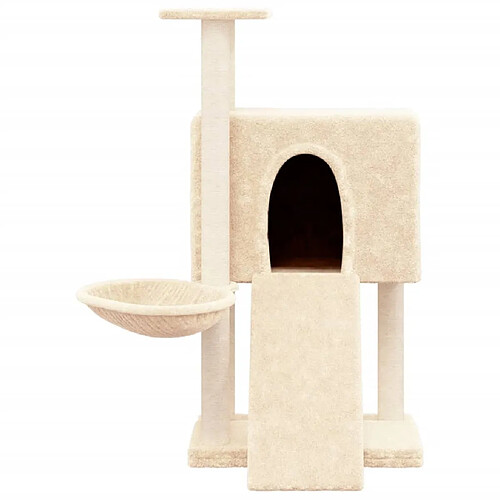 Helloshop26 Arbre à chat meuble tour grimper jouet grattage grattoir escalade plateforme avec griffoirs en sisal 96 cm crème 02_0022536