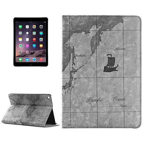 Wewoo Smart Cover gris pour iPad Air 2, livraison aléatoire Étui en cuir motif carte rétro avec porte-cartes et fentes porte-monnaie