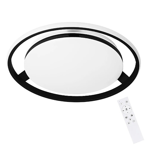 NETTLIFE Plafonnier LED Noir Moderne Télécommande Design Rond Lampe de Salon avec Lampe à Intensité Variable pour Chambre Cuisine Bureau Couloir