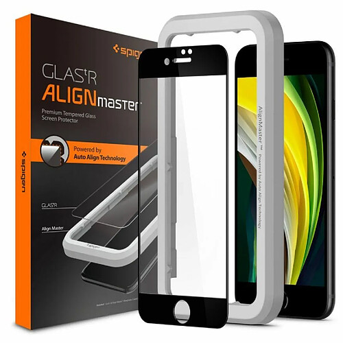 Spigen Sgp Spigen, Verre Trempé pour iPhone SE (2020) / iPhone 8 / 7, AlignMaster, La Technologie Auto-Alignement, Couverture complète, Premium 9H, Protection écran iPhone SE (2020) / 8 / 7