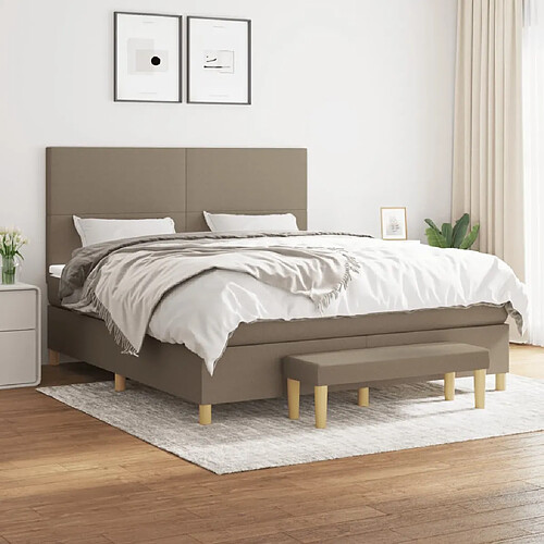 vidaXL Sommier à lattes de lit avec matelas Taupe 180x200 cm Tissu