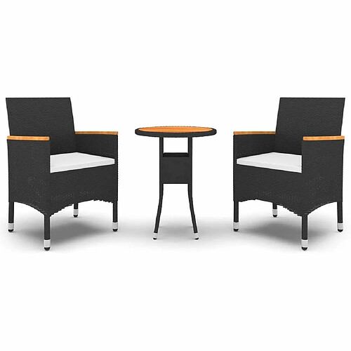 Maison Chic Mobilier à dîner 3 pcs de jardin - Ensemble table et chaises d'extérieur - Salon/Mobilier de jardin classique Résine tressée Noir -MN24650