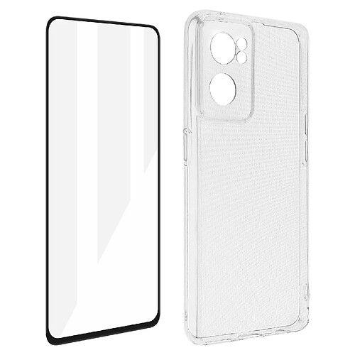 Avizar Coque OnePlus Nord CE 2 5G Silicone Souple Film Verre Trempé 9H noir