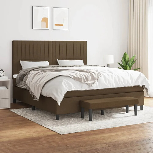 vidaXL Sommier à lattes de lit avec matelas Marron foncé 180x200 cm