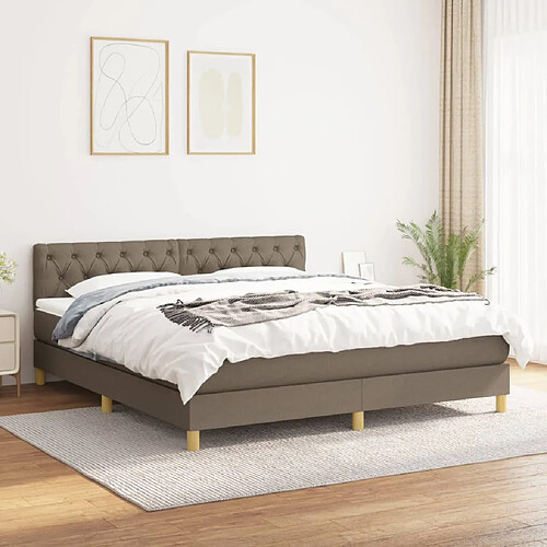 vidaXL Sommier à lattes de lit avec matelas Taupe 160x200 cm Tissu