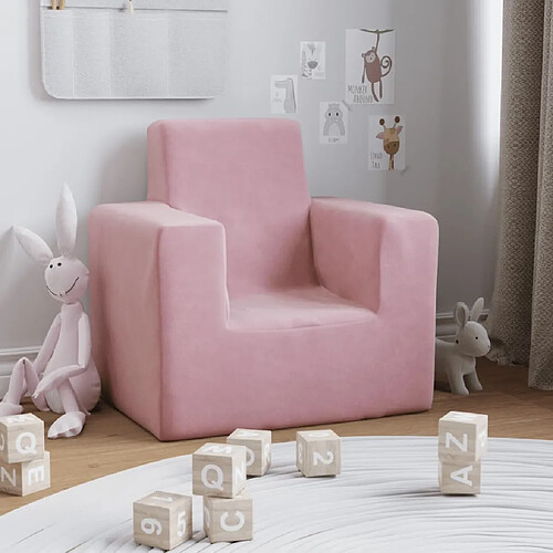 vidaXL Canapé pour enfants Rose Peluche douce