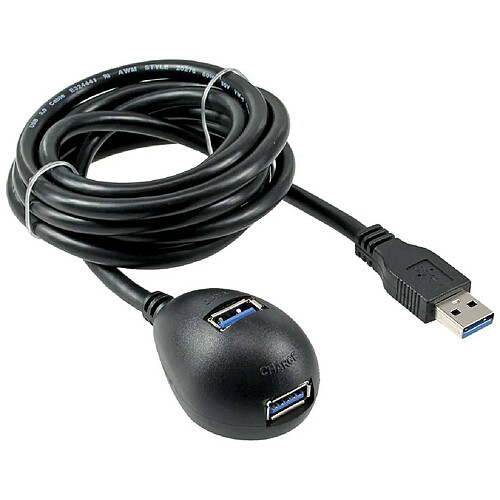 Câble InLine® USB 3.0 Type A mâle à A femelle + Alimentation avec support noir 1m