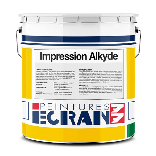 Peintures Daniel Peinture impression polyvalente, peinture professionnelle, travaux neufs et entretien, résine alkyde, Impression Alkyde ECRAN 77-4 litres-Blanc