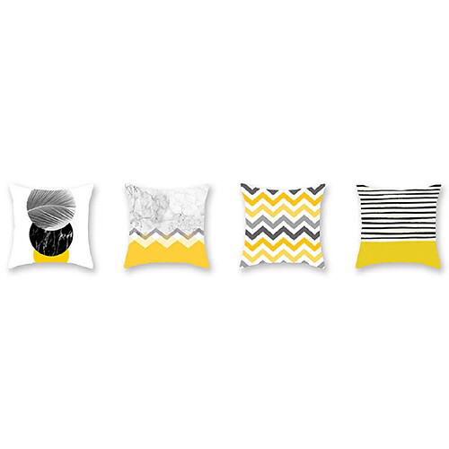 YP Select 4pcs jaune taie d'oreiller géométrique canapé taie d'oreiller de coussin - 1 jaune 45X45Cm