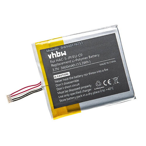 vhbw Li-Polymère batterie 3600mAh (3.7V) pour console de jeux comme Nintendo HAC-003