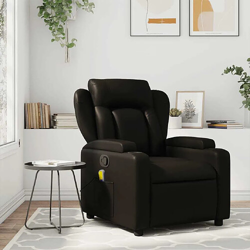 Maison Chic Fauteuil de massage inclinable,Fauteuil luxe de relaxation Noir Similicuir -MN36938