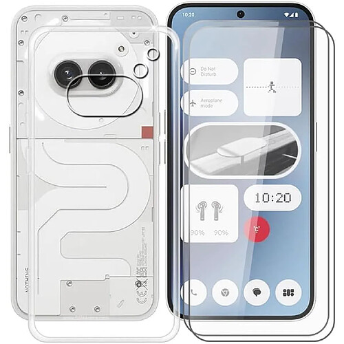 Pack coque transparente en TPU et protection écran vitre en verre trempé Nothing Phone (2a) Plus - XEPTIO