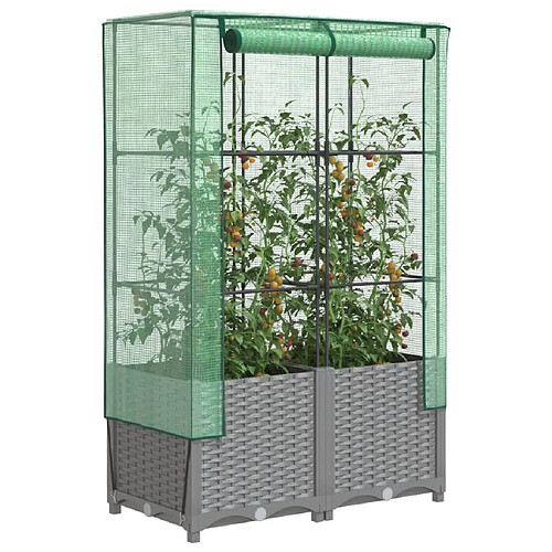 vidaXL Jardinière surélevée avec housse aspect rotin 80x40x138 cm