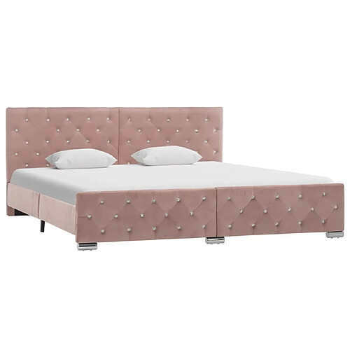 Maison Chic Lit adulte - Lit simple Cadre de lit,Structure du lit Contemporain Rose Velours 180x200 cm -MN86531