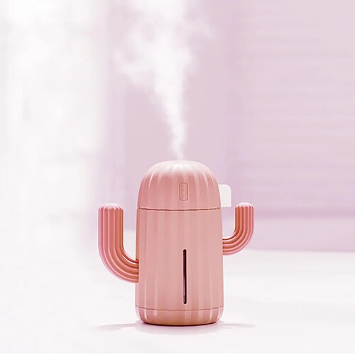 Wewoo Purificateur Humidificateur d'air de bureau avec lampe nuit portable en silicone, forme Cactus, capacité: 340 ml, 5V CC (rose)