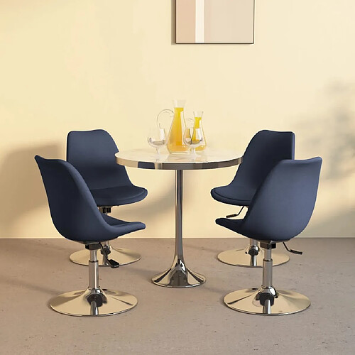 vidaXL Chaises pivotantes à manger lot de 4 bleu tissu