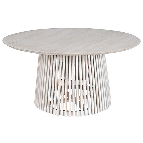 Pegane Table à manger, table de repas ronde en bois coloris blanc - diamètre 150 x Hauteur 75 cm