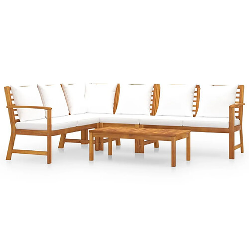 Maison Chic Salon de jardin 5 pcs - Table et chaises d'extérieur - Mobilier/Meubles de jardin Moderne avec coussin Crème Bois d'acacia solide -MN57015