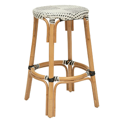 Pegane Tabouret de bar en bois de rotin coloris blanc - longueur 40 x Profondeur 40 x Hauteur 66 cm