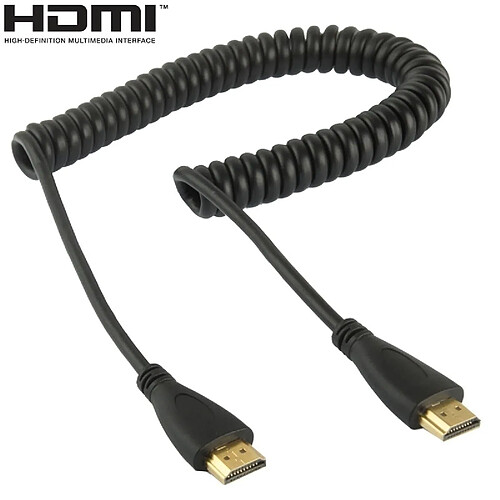 Wewoo Câble or 1.4 Version, plaqué 19 broches HDMI mâle à spiralé HDMI, support 3D / Ethernet, longueur: 60 cm peut être prolongée 2 m