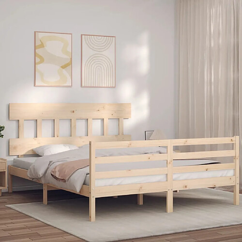 Maison Chic Lit adulte - Cadre Structure de lit avec tête de lit Contemporain King Size bois massif -MN26206