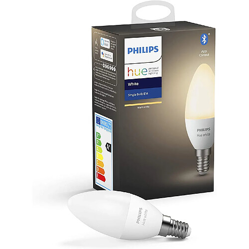 Philips ampoule LED Connectée White E14 Compatible Bluetooth 9 W avec fonctionne avec Alexa [Classe énergétique A+]