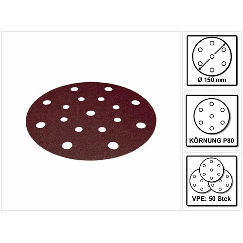 Festool STF D150/16 Rubin2 Disque abrasif P80 RU2/50 150 mm / 50 pcs ( 499119 )