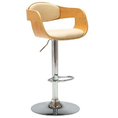 vidaXL Tabouret de bar Crème Bois courbé et similicuir