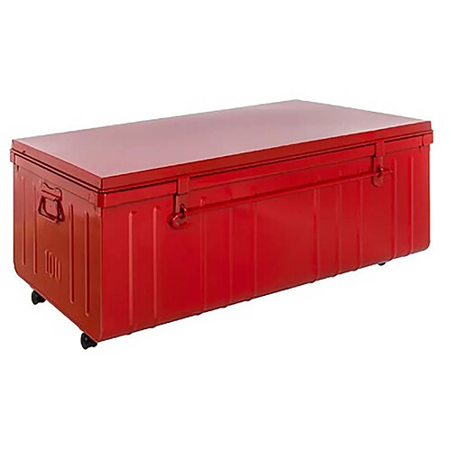 Pierre HENRY Table basse en acier sur roulettes Habitat 90 cm rouge.