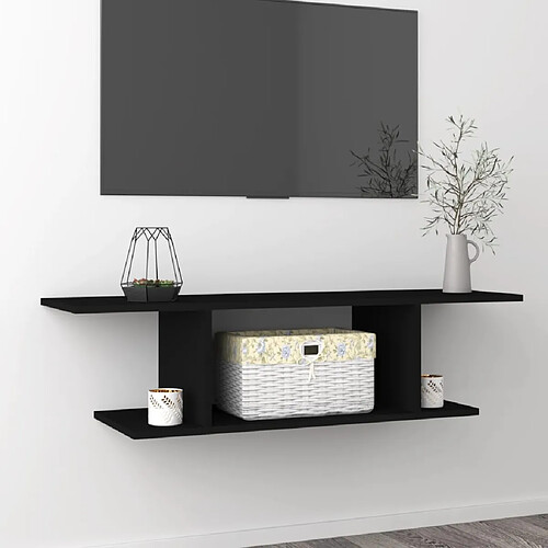 vidaXL Meuble TV mural Noir 103x30x26,5 cm