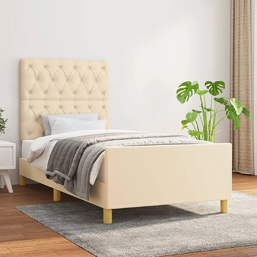 Maison Chic Lit adulte - Cadre Structure de lit avec tête de lit Contemporain Crème 80x200 cm Tissu -MN74292