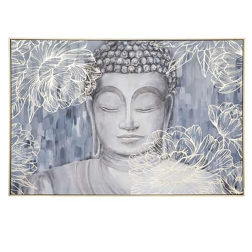 Toilinux Toile imprimée encadrée Bouddha effet alu - 60 x 90 cm